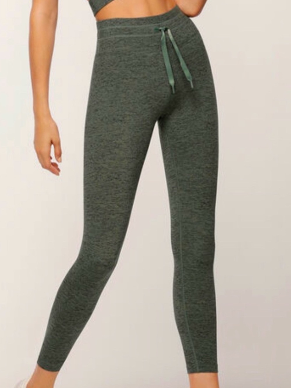 Lorna Jane Drawstring Waist heathered green Legging xs